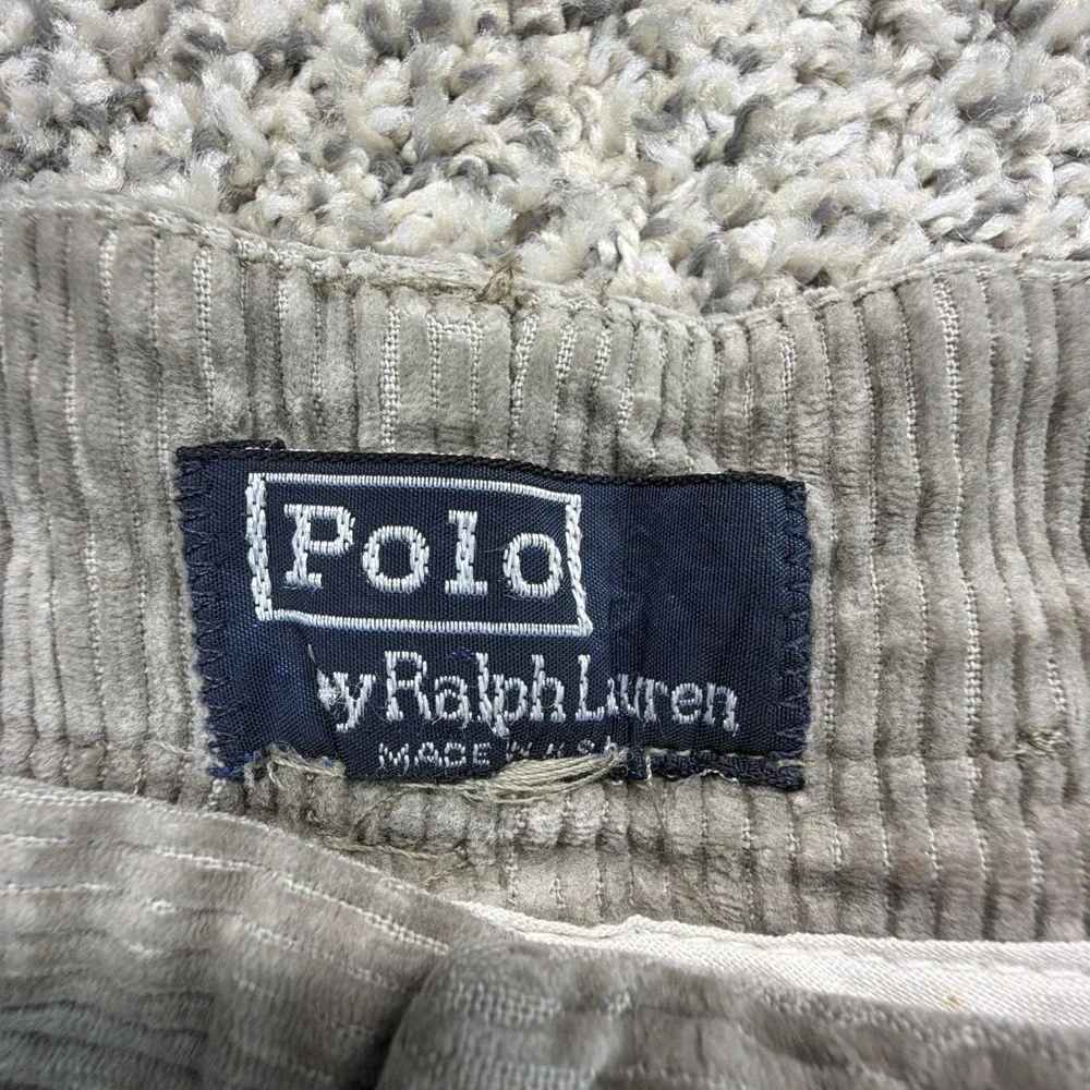 Vintage Polo Ralph Lauren 36x28 Beige Corduroy Pleated Made In USA‎ Baggy